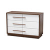 Baxton Studio Mette Mid-Century White and Walnut Finished 6-Drawer Wood Dresser 157-9522